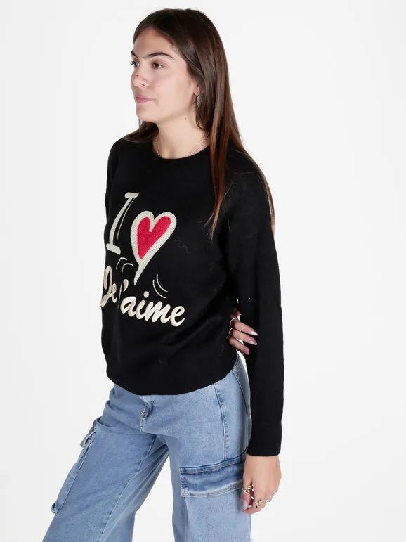 Solada Jersey de mujer con estampado escrito y de corazones.